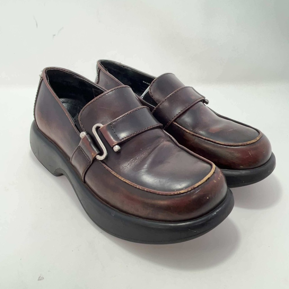 Dansko Women's 37 US 6.5-7 Oxblood Leather Buckle Loafers Made in Portugal Y2K
